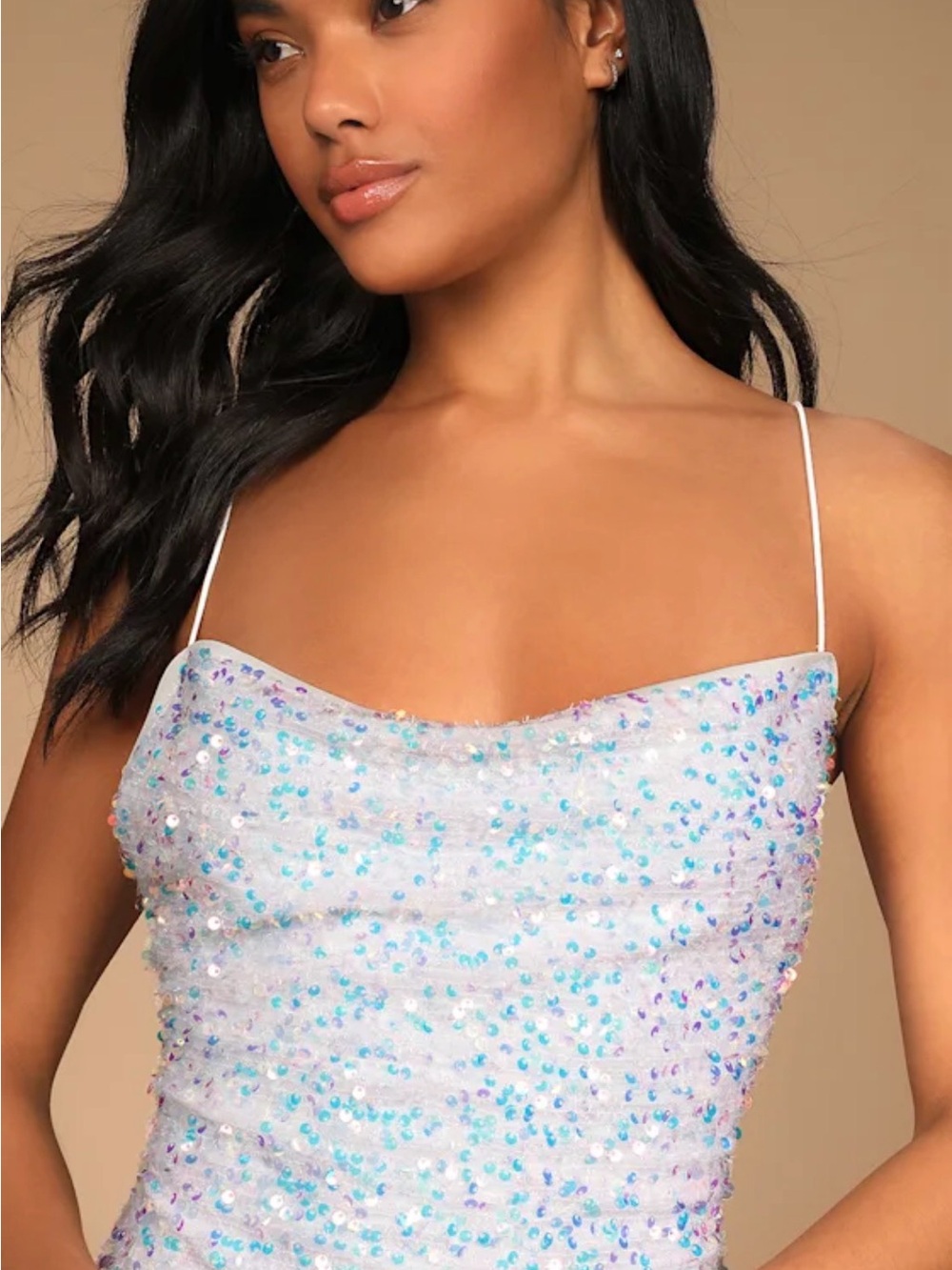 Lulus Iridescent White Sequin mini dress